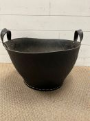 A fire side bucket with handles to sides (H30cm Dia50cm)