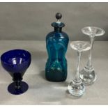 A selection of decorative glass to include rummer and bud vase