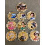 A selection of collectable photo coins.