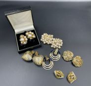 A selection of quality Vintage costume jewellery earrings