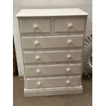A painted chest of drawers, two over four (H110cm W80cm D46cm)