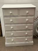 A painted chest of drawers, two over four (H110cm W80cm D46cm)