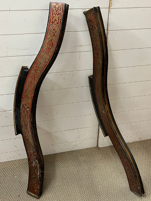 A pair of marquetry wall hangings, oriental style (W122cm)