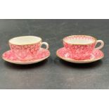 Two miniature Spode bone china cups and saucers