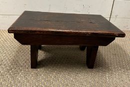 An oak footstool possibly bed stool (H17cm W38cm D25cm)