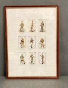 Cigarette Cards: Uniforms of the Territorial Army framed in two sets.
