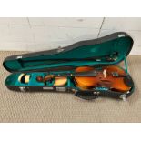 A cased violin