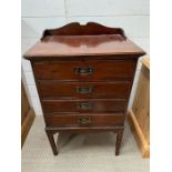 A mahogany music cabinet with four drawers (H84cm W50cm D36cm)