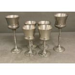 Six pewter goblets