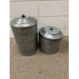 Two sets of American stackable metal tins