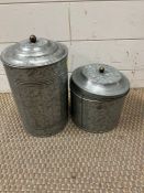 Two sets of American stackable metal tins