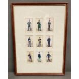 Cigarette Cards: Uniforms of the Territorial Army framed in two sets.