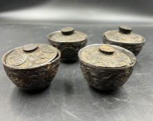Four Chinese lidded tea bowls
