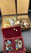 Two jewellery boxes containing a selection of quality costume jewellery