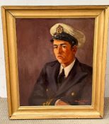 Oil painting of a Navy Officer signed lower right Max E Clart 1992