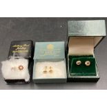 Three pairs of 9ct gold earrings