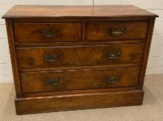 A Georgian walnut two over three chest of drawers with brass drop handles (H78cm W107cm D46cm)