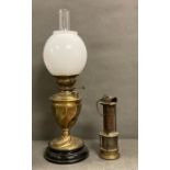 A nautical brass ship lantern and a large Victorian oil lamp