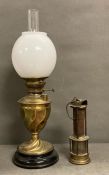 A nautical brass ship lantern and a large Victorian oil lamp