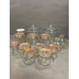 A selection of glass storage jars, Kilner jars and cookie jars