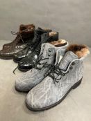 Set of three leather and fur lined boots