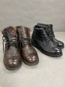 Two pairs of leather boots