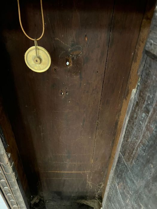 An18th century eight day, oak long case clock with weights and pendulum, Thomas Stone London. - Image 4 of 8