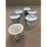 Six blue and white porcelain cup infusers