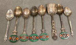 A selection of eight silver teaspoons (Six Boxed)