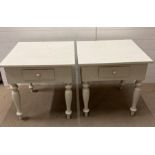 A pair of white painted bedsides (H63cm W63cm D62cm)