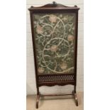An embroidered fire screen with wooden frame (H150cm W68cm)