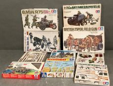 A selection of ten boxed army accessories model kits