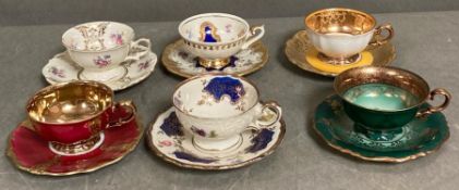 A small selection of porcelain cabinet cups and saucers.