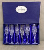 A boxed set of six Royal Doulton champagne flutes, boxed