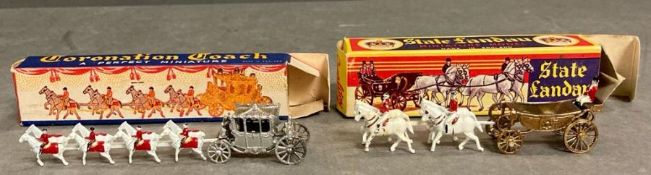 Benbros State Landau miniature model and Lesney miniature Coronation coach. AF