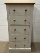 Five drawer tall boy (H127cm W62cm D43cm)