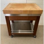 A butchers block on castors (H91cm W90cm D57cm)