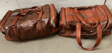 Two Luxury leather brown holdalls