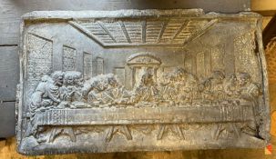 A Last Supper plaque in lead (60cm 35cm)