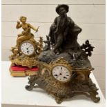 Two French gilt mantle clocks