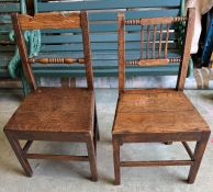 Two oak hall or farmhouse chairs