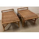 A pair of bamboo and wicker side tables AF