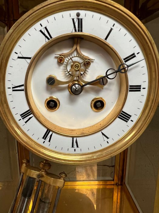 French four glass open escapement mercury pendulum mantel clock - Image 2 of 5