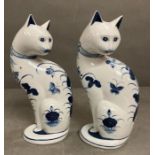 A pair of Thai porcelain cats
