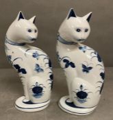 A pair of Thai porcelain cats