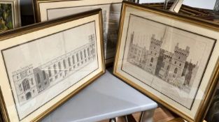 Three large engraving prints of Windsor castle and St Georges chapel 100cm x 80cm