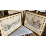 Three large engraving prints of Windsor castle and St Georges chapel 100cm x 80cm