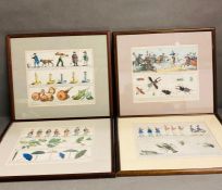 A set of four framed Victorian educational prints