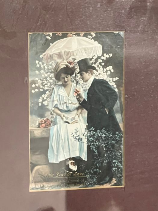 Framed romantic vintage postcards 68cm x 57cm - Image 2 of 2