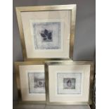 Four modern leaf prints 46cm x 46cm